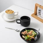 JinGlory Rock Texture Embossed Ceramic Coffee Set Tea Set,Cappuccino Espresso,Novelty Ceramic cup and Saucer for Friends/Women/Men/Mother/Father,6 oz,Black