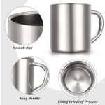 Cunhill 4 Set 10oz/300ml Stainless Steel Coffee Mug with Handle Metal Double Walled Cups Camping Mug Dishwasher Safe Tea Cups for Home Camping Travel Outdoors RV Keep Drinks Hot