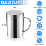 Yesland 2 Pack 13.5 oz Stainless Steel Double-Walled Metal Mugs, Insulated Coffee Cup with Lid and Handle, Thermal Camping Mugs for Coffee, Milk, Juice, Tea and Cold or Hot Drinks