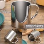 Cunhill 4 Set 10oz/300ml Stainless Steel Coffee Mug with Handle Metal Double Walled Cups Camping Mug Dishwasher Safe Tea Cups for Home Camping Travel Outdoors RV Keep Drinks Hot