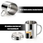 Yesland 2 Pack 13.5 oz Stainless Steel Double-Walled Metal Mugs, Insulated Coffee Cup with Lid and Handle, Thermal Camping Mugs for Coffee, Milk, Juice, Tea and Cold or Hot Drinks