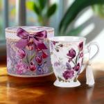 Porcelain Tea/Coffee Cup in Gift Box Fine Porcelain Coffee Cup Tea Cup Set of One (Tulip)
