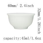 Liang baobao Chinese Traditional Tea Tasting Cup Set of 4, 40ml White Porcelain Mini Cups for Gongfu Tea Ceremony (White)