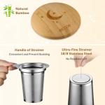 ecooe Tea Infuser Mug 20.3oz Ceramic Tea Cup with Removable Stainless Steel Infuser and Lid, 600ml Tea Mug for Loose Leaf Tea Coffee Milk, Gifts for Women Parents Friends Office Home (Black)