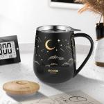 ecooe Tea Infuser Mug 20.3oz Ceramic Tea Cup with Removable Stainless Steel Infuser and Lid, 600ml Tea Mug for Loose Leaf Tea Coffee Milk, Gifts for Women Parents Friends Office Home (Black)