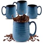 Hasense Coffee Mugs Set of 4, 15 Ounce Porcelain Mug Set with Handle for Morning Coffee Tea and Cocoa, Ceramic Coffee Cups with Beautiful Glaze for Men, Women, Navy