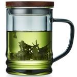 Unbreakable Glass Tea Cup with Infuser and Lid 14.5 fl oz, Heat Resistant Borosilicate Glass Tea Infuser Mug for Blooming and Loose Leaf Tea, Gas Stovetop Safe