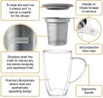 Kitchen Kite Glass Tea Cup with Stainless Steel Infuser and Lid - Microwave & Dishwasher Safe, 16oz Double Wall Tea Infuser Mug with Blooming, Loose Leaf Tea Sampler, Gift Set for Tea Lovers