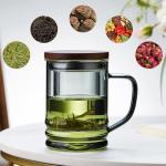 Unbreakable Glass Tea Cup with Infuser and Lid 14.5 fl oz, Heat Resistant Borosilicate Glass Tea Infuser Mug for Blooming and Loose Leaf Tea, Gas Stovetop Safe