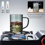 Unbreakable Glass Tea Cup with Infuser and Lid 14.5 fl oz, Heat Resistant Borosilicate Glass Tea Infuser Mug for Blooming and Loose Leaf Tea, Gas Stovetop Safe