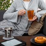 Kitchen Kite Glass Tea Cup with Stainless Steel Infuser and Lid - Microwave & Dishwasher Safe, 16oz Double Wall Tea Infuser Mug with Blooming, Loose Leaf Tea Sampler, Gift Set for Tea Lovers