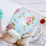 YUESITE 16oz Bone China Coffee Mugs for Women Mugs Flora Coffee Tea Cups Novetly Coffee Cups Gift for Women Mom Friends