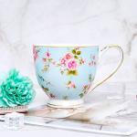 YUESITE 16oz Bone China Coffee Mugs for Women Mugs Flora Coffee Tea Cups Novetly Coffee Cups Gift for Women Mom Friends