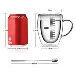 LIBWYS 6 Pack Double Walled Coffee Cups Glasses Mugs, 12oz Espresso Cappuccino Latte Tea Cups with Handle, Heat Resistant Borosilicate Clear Glasses 350ml