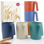 Wrova 16oz Wheat Straw Cups with handles set of 6-Plastic Cups Reusable-Unbreakable Kids Mugs-Dishwasher Safe & Microwave Safe-Ideal Plastic Mugs for Tea,Coffee,Camping,RV-Vibrant Color