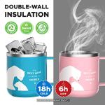 HAUSHOF, Stainless Steel Insulated Coffee Mug with Handle, 14oz, Blue Best Mom, Mother's Day Gift