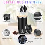 17oz Insulated Travel Coffee Mug with Flip Lid – Leakproof Stainless Steel Insulated Coffee Tumblers, Portable Thermos Cup for Hot & Cold Drinks, Perfect for Camping & On-the-Go