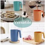 Wrova 16oz Wheat Straw Cups with handles set of 6-Plastic Cups Reusable-Unbreakable Kids Mugs-Dishwasher Safe & Microwave Safe-Ideal Plastic Mugs for Tea,Coffee,Camping,RV-Vibrant Color