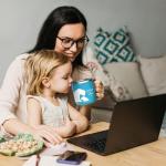 HAUSHOF, Stainless Steel Insulated Coffee Mug with Handle, 14oz, Blue Best Mom, Mother's Day Gift