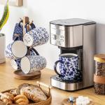 vancasso SELENE Large Coffee Mugs Set of 6, 16 Oz Porcelain Coffee Cups with Handle, Ceramic Tea Cup for Cappuccino, Latte, Tea, Cocoa, Dishwasher & Microwave Safe Gift Sets, Vintage Blue