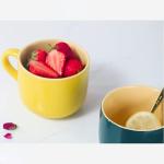 Arawat 21oz Soup Bowls Microwave Safe with Handles Spoon and Coaster Cute Large Soup Mugs XXL Coffee Mug Big Ceramic Tea Cups Cappuccino Cup Gift Birthday Gifts for Women and Men