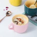 Arawat 21oz Soup Bowls Microwave Safe with Handles Spoon and Coaster Cute Large Soup Mugs XXL Coffee Mug Big Ceramic Tea Cups Cappuccino Cup Gift Birthday Gifts for Women and Men