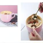 Arawat 21oz Soup Bowls Microwave Safe with Handles Spoon and Coaster Cute Large Soup Mugs XXL Coffee Mug Big Ceramic Tea Cups Cappuccino Cup Gift Birthday Gifts for Women and Men