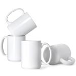 Smilatte 16 OZ Porcelain Coffee Mugs, Classic Blank Ceramic Cup with Large Handle for Tea Latte Cappuccino, Set of 4, White