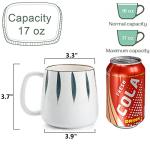 DEAYOU Set of 4 Porcelain Coffee Mugs, 17 Oz Ceramic Coffee Cups with Handles, Large Hand-Painted Tea Cups for Cappucino, Milk, Latte, Cocoa, Hot or Cold Drinks, Microwave & Dishwasher Safe