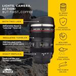 STRATA CUPS Camera Lens Coffee Mug -13.5oz | (2 LIDS + SPOON + BAG) Gift for Him, Dad Gifts, Photography, Camera accessories, Novelty Gifts