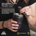 STRATA CUPS Camera Lens Coffee Mug -13.5oz | (2 LIDS + SPOON + BAG) Gift for Him, Dad Gifts, Photography, Camera accessories, Novelty Gifts