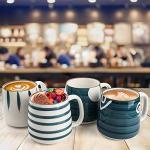 DEAYOU Set of 4 Porcelain Coffee Mugs, 17 Oz Ceramic Coffee Cups with Handles, Large Hand-Painted Tea Cups for Cappucino, Milk, Latte, Cocoa, Hot or Cold Drinks, Microwave & Dishwasher Safe