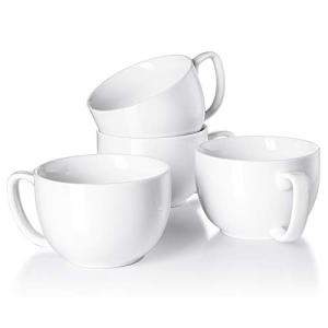 Teocera 16oz Large Coffee Mugs Set of 4 - Thick White Porcelain Cups for Cappuccino, Latte, Tea & Hot Chocolate - Dishwasher Safe Ceramic with Comfort Grip Handles