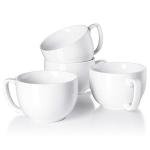 Teocera 16oz Large Coffee Mugs Set of 4 - Thick White Porcelain Cups for Cappuccino, Latte, Tea & Hot Chocolate - Dishwasher Safe Ceramic with Comfort Grip Handles