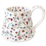 Large Ceramic Coffee Mug Cute Flower with Handmade Big Handle, 20oz Girly Pink Floral Tea Cup for Women Valentine Gift, Novelty Irregular Oversized Christmas Mugs for Latte Tea Milk Cocoa