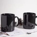 BYCNZB 30oz Super Large Ceramic Coffee Mugs Large Handles Set of 2 (black)