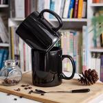 BYCNZB 30oz Super Large Ceramic Coffee Mugs Large Handles Set of 2 (black)