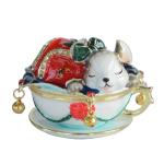Jiaheyou X'Mas Mouse Sleeping in Teacup Trinket Box Ring Holder Animal Collectible