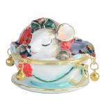 Jiaheyou X'Mas Mouse Sleeping in Teacup Trinket Box Ring Holder Animal Collectible