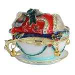 Jiaheyou X'Mas Mouse Sleeping in Teacup Trinket Box Ring Holder Animal Collectible