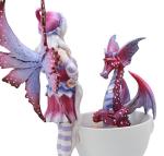 Gifts & Decor Ebros Get Out of My Cup! Amy Brown Angry Fairy with Purple Dragon Pet Tea Cup Statue Holiday Fairy with Wake Up Dragons Collector Edition Figurine