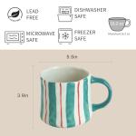 Vibrant Striped Ceramic Coffee Mug - Unique Green Design, 16oz, Microwave & Dishwasher Safe, Perfect for Daily Brews tea or coffee