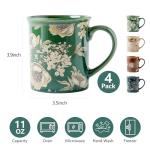 BICETTO Coffee Mugs Set of 4, 12oz Ceramic Tea Cups with Floral Design, Hand wash only, Microwaveable, Gift Box, Perfect for Cappuccino, Latte, Hot Chocolate–Tazas Para Café Bonitas (Royal Bloom)