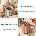 Vibrant Striped Ceramic Coffee Mug - Unique Green Design, 16oz, Microwave & Dishwasher Safe, Perfect for Daily Brews tea or coffee