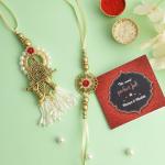 TIED RIBBONS Rakhi for Brother and Bhabhi | Printed Coffee Mugs (Set of 2, 10 Oz) | Greeting Card | Roli Tika - Rakhi Bracelet for Brother | Lumba Rakhi Set | Raksha Bandhan Gifts