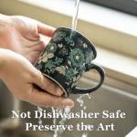 BICETTO Coffee Mugs Set of 4, 12oz Ceramic Tea Cups with Floral Design, Hand wash only, Microwaveable, Gift Box, Perfect for Cappuccino, Latte, Hot Chocolate–Tazas Para Café Bonitas (Royal Bloom)