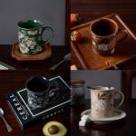 BICETTO Coffee Mugs Set of 4, 12oz Ceramic Tea Cups with Floral Design, Hand wash only, Microwaveable, Gift Box, Perfect for Cappuccino, Latte, Hot Chocolate–Tazas Para Café Bonitas (Royal Bloom)