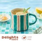 Vibrant Striped Ceramic Coffee Mug - Unique Green Design, 16oz, Microwave & Dishwasher Safe, Perfect for Daily Brews tea or coffee