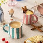 Vibrant Striped Ceramic Coffee Mug - Unique Green Design, 16oz, Microwave & Dishwasher Safe, Perfect for Daily Brews tea or coffee