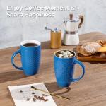AmorArc Coffee Mugs Set of 6, 16oz Ceramic Lagre Coffee Mugs Set with Textured Geometric Patterns for Latte/Tea/Beer/Hot Cocoa, Dishwasher & Microwave Safe, Blue